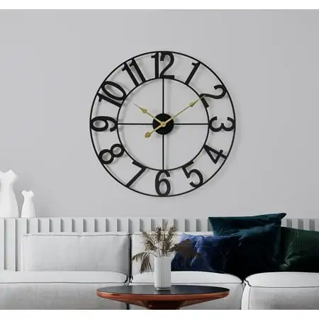 Sorbus Large Metal Numerical Wall Clock for Living Room Decor (Black, 24 Diameter)