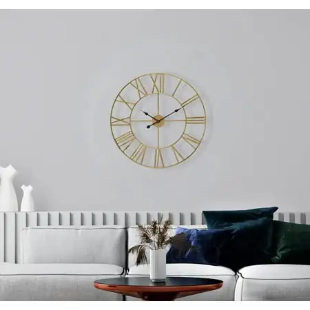 Sorbus Large Metal Roman Numberal Wall Clock for Living Room Decor (Gold, 16 Diameter)