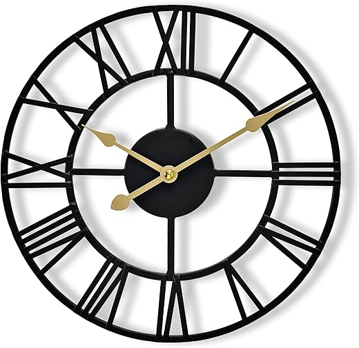 Sorbus Large Wall Clock for Living Room Decor - 12 inch Big Wall Clock Decorative - Battery Operated - Roman Numeral Analog Large Clock for Bedroom, Room, Home, Kitchen, Office, Wall Decor (Black)