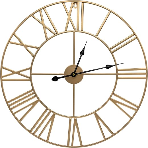 Sorbus Large Wall Clock for Living Room Decor - 24 inch Big Wall Clock Decorative - Battery Operated - Roman Numeral Analog Large Clock for Bedroom, Room, Home, Kitchen, Office, Wall Decor (Gold)