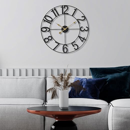 Sorbus Large Wall Clock for Living Room Decor - Wall Clock for Kitchen - 16 inch Big Wall Clock Decorative - Metal Wall Art - Analog Large Clock for Bedroom, Home, Kitchen, Office, Wall Decor (Black)