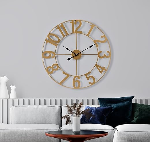 Sorbus Large Wall Clock for Living Room Decor - Wall Clock for Kitchen - 24 inch Big Wall Clock Decorative - Metal Wall Art - Analog Large Clock for Bedroom, Home, Kitchen, Office, Wall Decor (Gold)