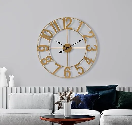 Sorbus Large Wall Clock for Living Room Decor - Wall Clock for Kitchen - 24 inch Big Wall Clock Decorative - Metal Wall Art - Analog Large Clock for Bedroom, Home, Kitchen, Office, Wall Decor (Gold)