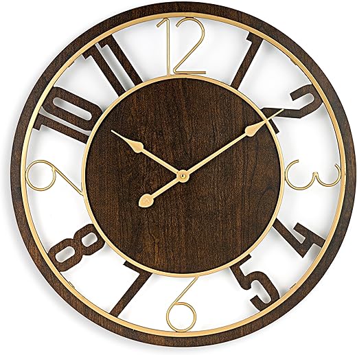 Sorbus Wooden Modern Wall Clock - Large Wall Clock for Living Room Decor - 24-Inch Big Wall Clock Decorative, Battery Operated Analog Large Clock - Ideal for Modern Wall Decor Living Room (Brown)