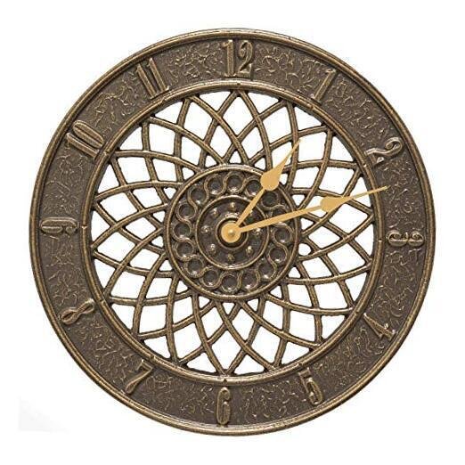 Spiral Indoor Outdoor Wall Clock, 14", French Bronze