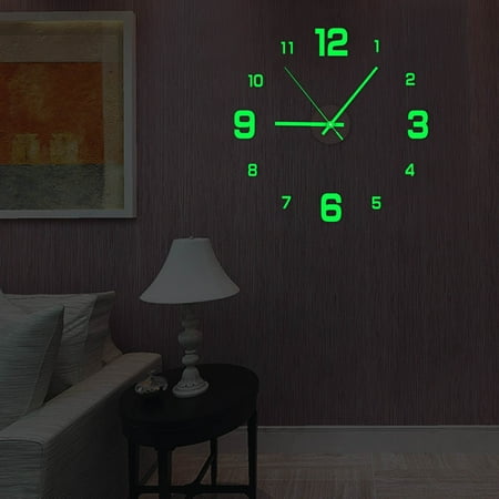 Spring Savings CRAMAX Luminous Wall Clock Stickers, DIY Glowing Frameless Hanging Watches, DIY Sticker Wall Clocks for Kitchen, Bathroom, Home Decoration , Digital Luminous