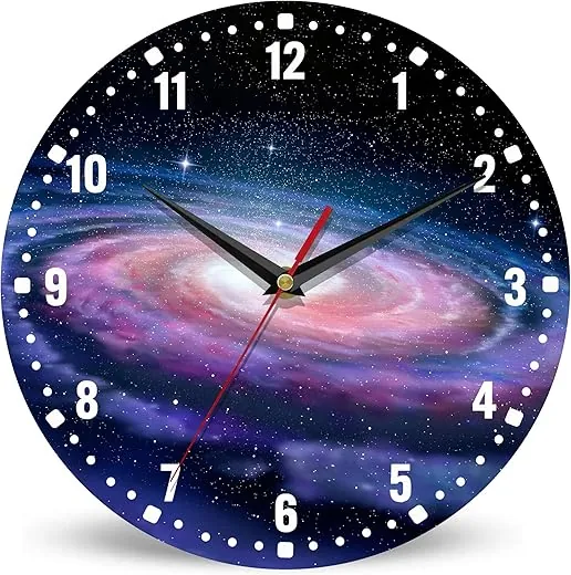 SPUNKER Clocks for Living Room,Spiral Galaxy Kitchen Wall Clock,Milky Way Space Clocks 10 Inch Silent Non-Ticking Wall Battery Operated for Living Room Bedroom Bathroom Laundry Room Decor