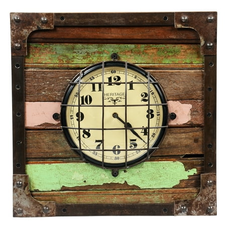 Square Wooden Wall Clock made from Reclaimed Wood