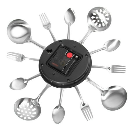 Stainless Steel Cutlery Clock Decor Unique Wall Reloj Pared Modernos Creative Clocks Battery Operated Large