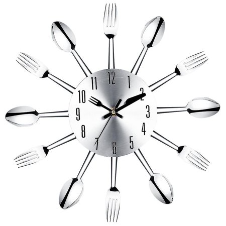 Stainless Steel Knife And Fork Spoon Kitchen Restaurant Wall Clock Home Decoration