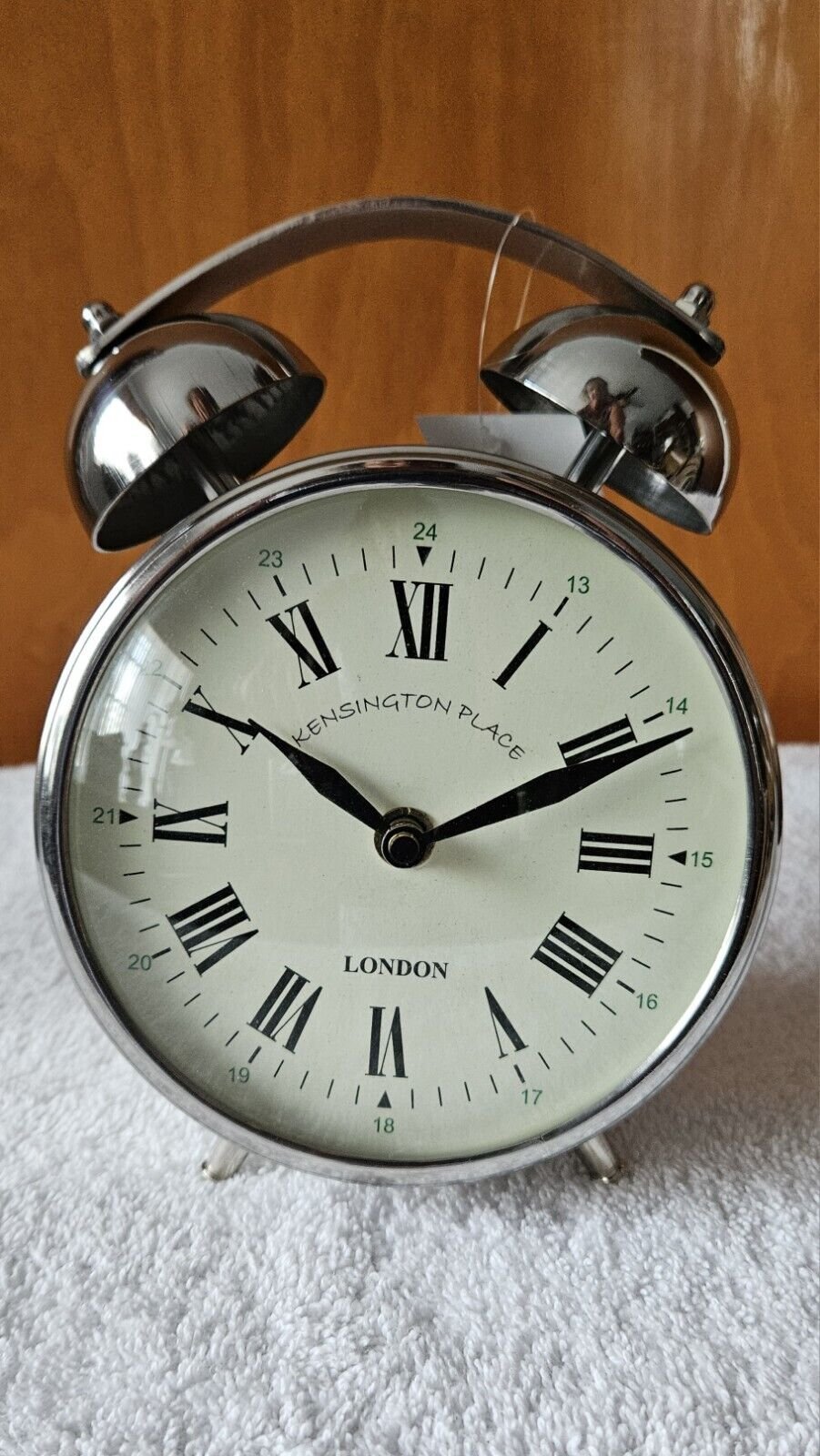 Stainless Steel Table Clock 5"W, 7"H