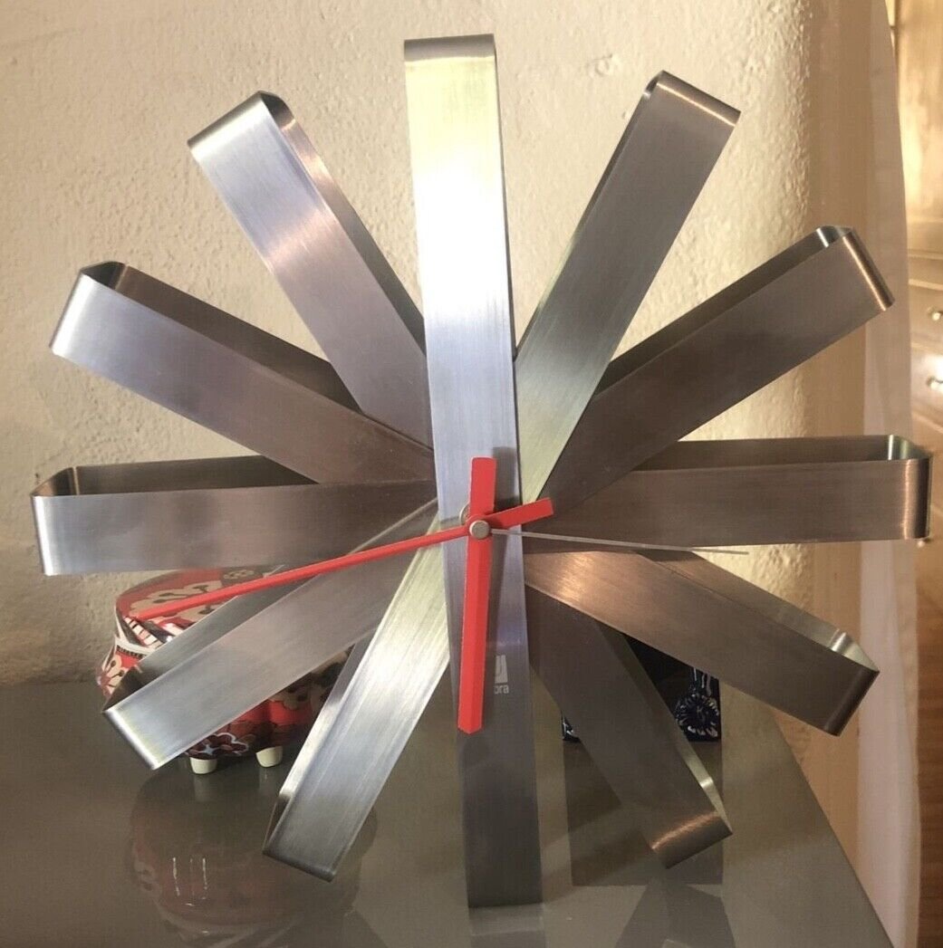 Stainless Steel Umbra Ribbon Modern 12-inch Wall Clock