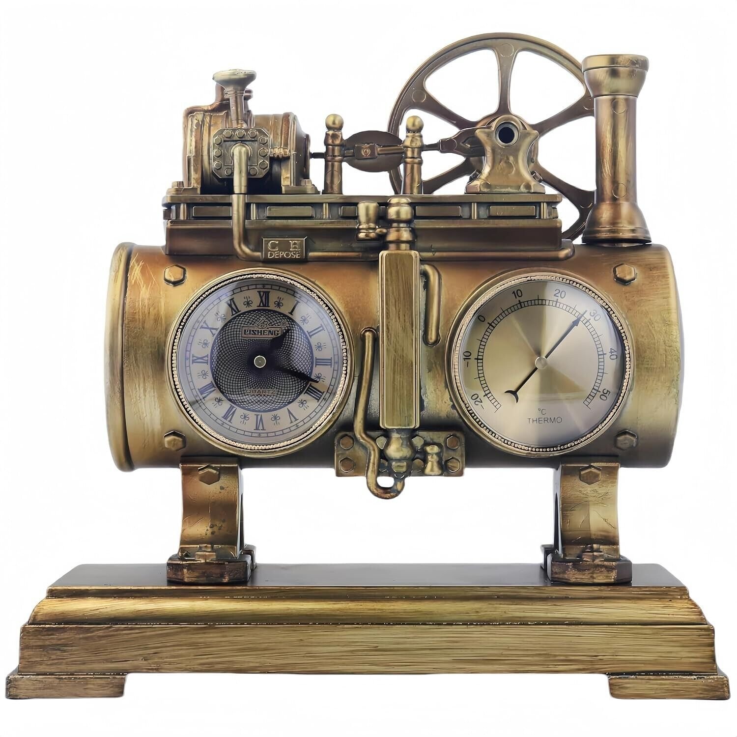 Steampunk Roman Numeral Tabletop Mantle Clock - NIB