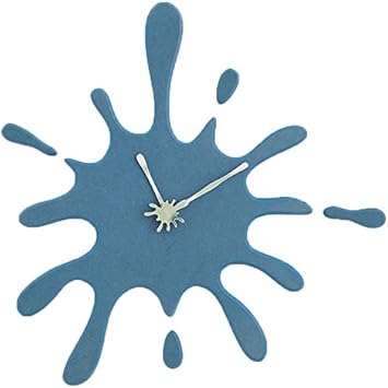 Stephanie Imports Modern Minimalist Blue Ink Splash Silent Wall Clock (19.5” X 18.8”)