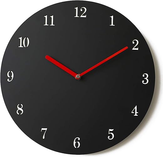 Stephanie Imports Modern Minimalist Bold Black & Red Wall Clock