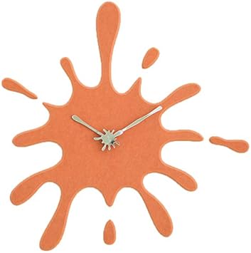 Stephanie Imports Modern Minimalist Orange Ink Splash Silent Wall Clock (19.5” X 18.8”)