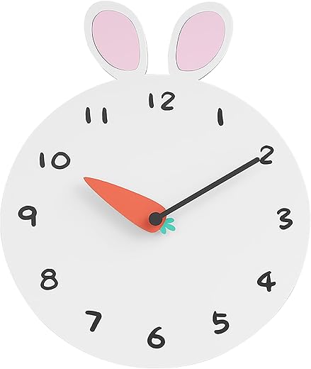 Stephanie Imports Modern Minimalist Silent Wall Clock Funny Animal Collection (Rabbit)