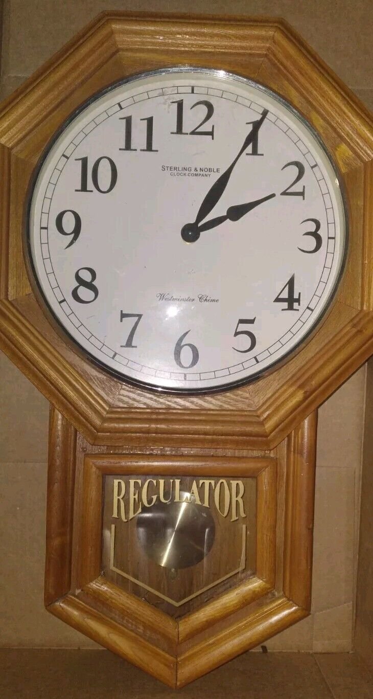 STERLING & NOBLE Authentic School House REGULATOR Chime Wood Wall CLOCK 4 Parts