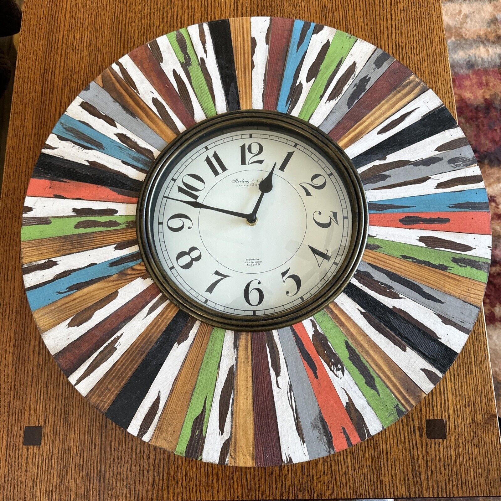 Sterling & Noble Clock Company 20" Wall Clock,colorful,art deco,worksgreat,vg!