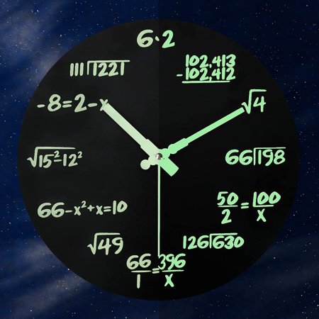 STONCEL Math Clock Luminous Wall Clock, Modern Silent Non Ticking Black Wall Clock, Kitchen Wall Clocks Battery Operated, Unique Products Indoor Decor for Living Room School Classroom Office