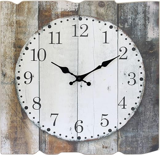 Stonebriar Square 15 Rustic Farmhouse Worn Wood Arabic Number Battery Operated Wall Clock