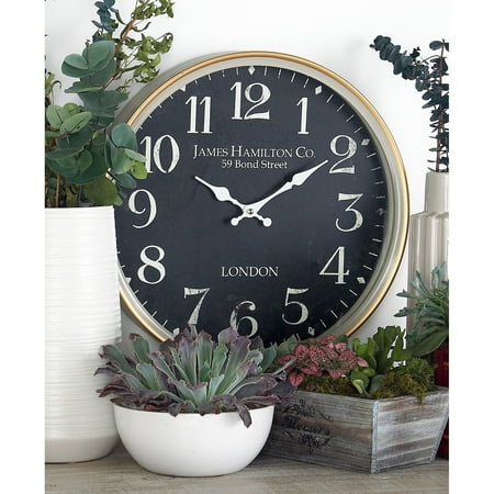 Studio 350 Black Iron Traditional Wall Clock No Theme 16 x 16 x 3 White