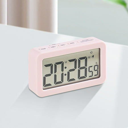 Summercome Digital Alarm Clock for Bedroom, Minimalist Design LED Electronic Clocks, Snooze Model, 12/24H Switching Display, Alarm Clock for Kids, Office, Table, Nightstand (Pink)