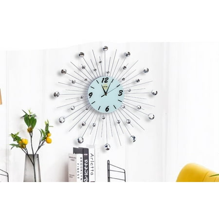 Sunburst Crystal Decorative Wall Clock Metal Frame 27''inch for Wall LivingRoom Decorative