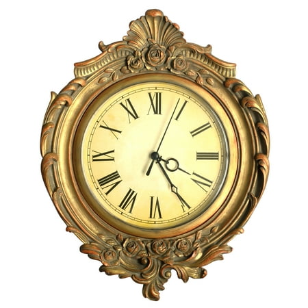 Sunlit Vintage Wall Clock, European Style Decorative Retro Wall Clock, Battery Operated for Living Room Bedroom Office Décor,Golden