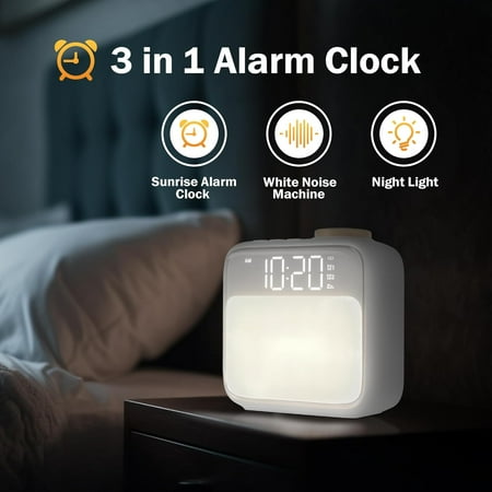 Sunrise Alarm Clocks For Bedrooms, Digital Clock With Sound Machine Nightlight, 180[771]