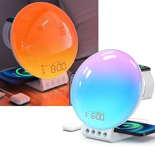 Sunrise Alarm Clock with Wireless Charging 2PC with Smart Version (APP Control) and Standard Version (No Wif and App)