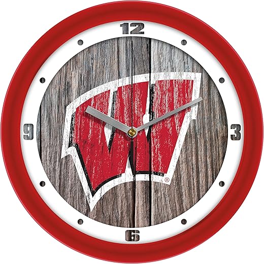 SunTime Wisconsin Badgers - Weathered Wood Wall Clock