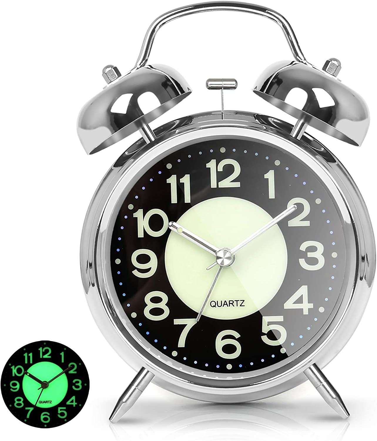® Super Loud Alarm Clock for Heavy Sleepers Adults,Twin Bell Retro 4 Inch Silent