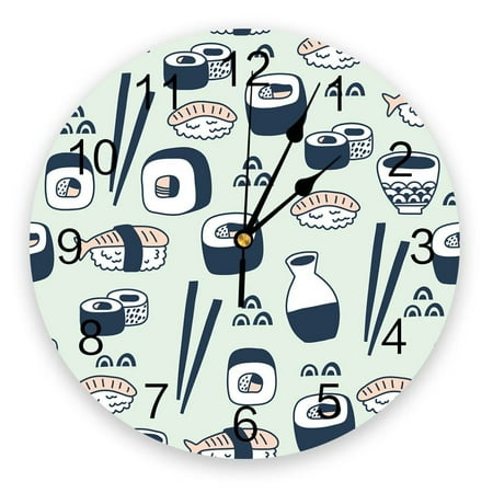 Sushi Chopsticks Culture Japan Wall Clocks Silent Home Cafe Office Wall Decor Clocks for Kitchen Wall Art Large Wall Clocks 25cm