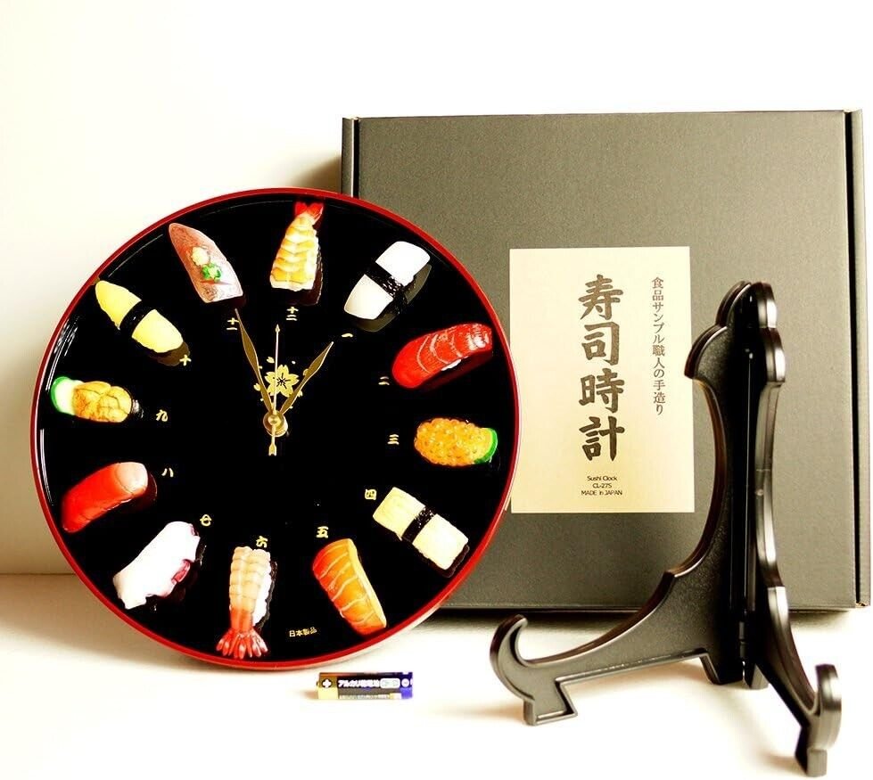 Sushi Clock Interior Food Sample Wall Clock Table Clock with Stand Made in Japan