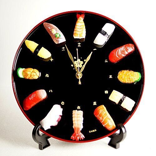 Sushi Wall Clock Japan food sample craftsman 12 nigiri-sushi Flavorbox New
