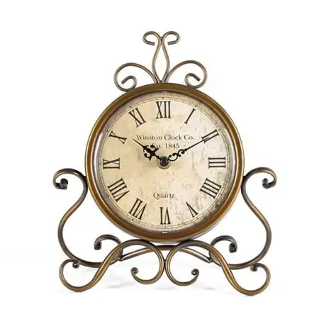 Table Clock 28cm Height Silent Non-Ticking Roman Retro Art Desk Clock for Living Room Bedroom Office(Copper)