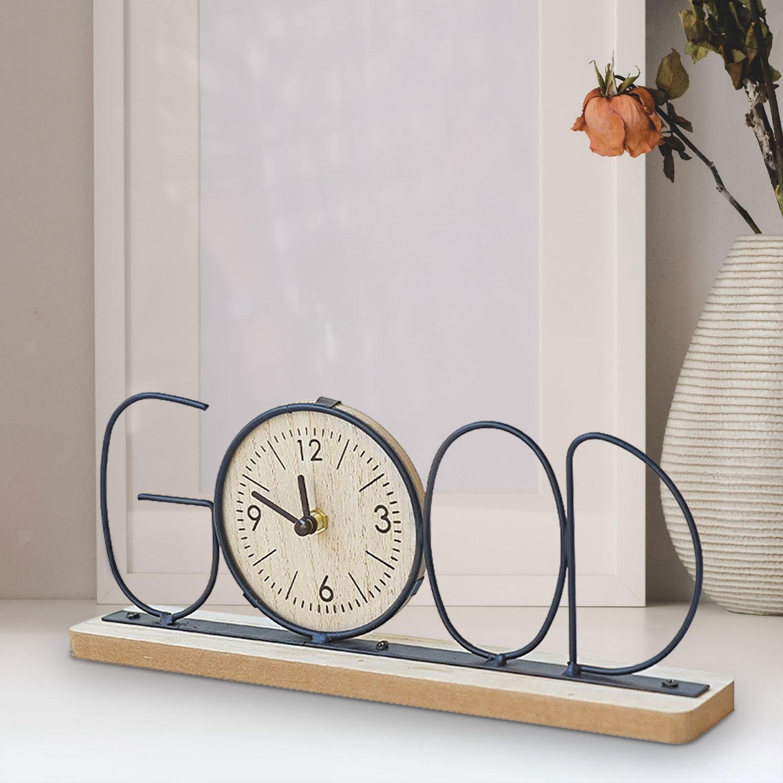 Table Clock Ornament Letter Figurine Timepiece for Bathroom Kitchen Bedroom