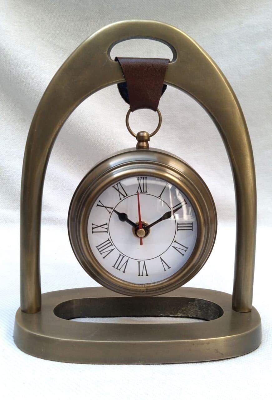 Table Top Clock Time Handicraft A Beautiful Brass Hanging for Office Decor