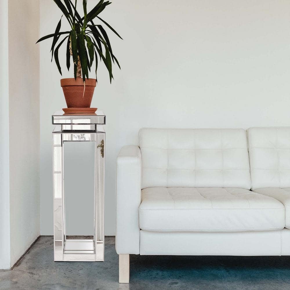 Tall Mirrored Pedestal Table