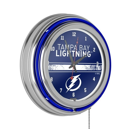 Tampa Bay Lightning Logo Retro Neon Analog Wall Clock with Pull Chain