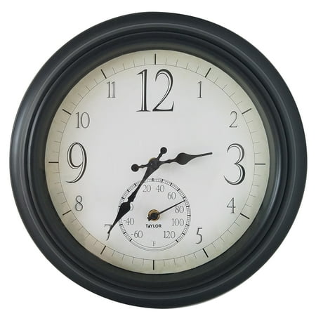 Taylor 14 Decorative Clock with Thermometer