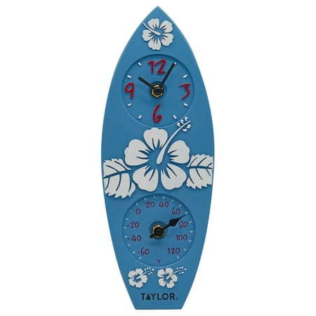 Taylor Precision Products 12-inch Surfboard Clock with Thermometer