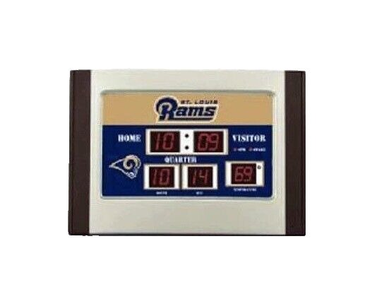 Team Sports St. Louis Rams Scoreboard Desk Clock Digital Time, Date,Temperature