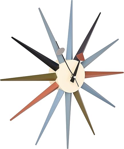 Telechron Classic Wooden Sunburst Clock, Multi