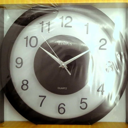 Tempus Clock Decorative Wall Clock, Plastic 12 Inch Frame, Black, 12 inches (TC1236728B)