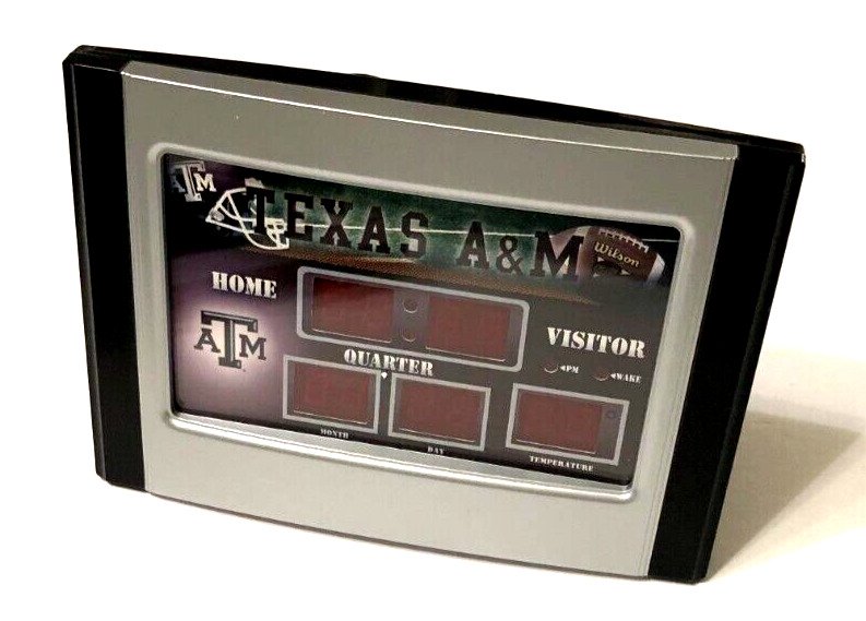 Texas A&M Aggies NCAA Team Sports America Scoreboard Alarm Desk Clock Baseball