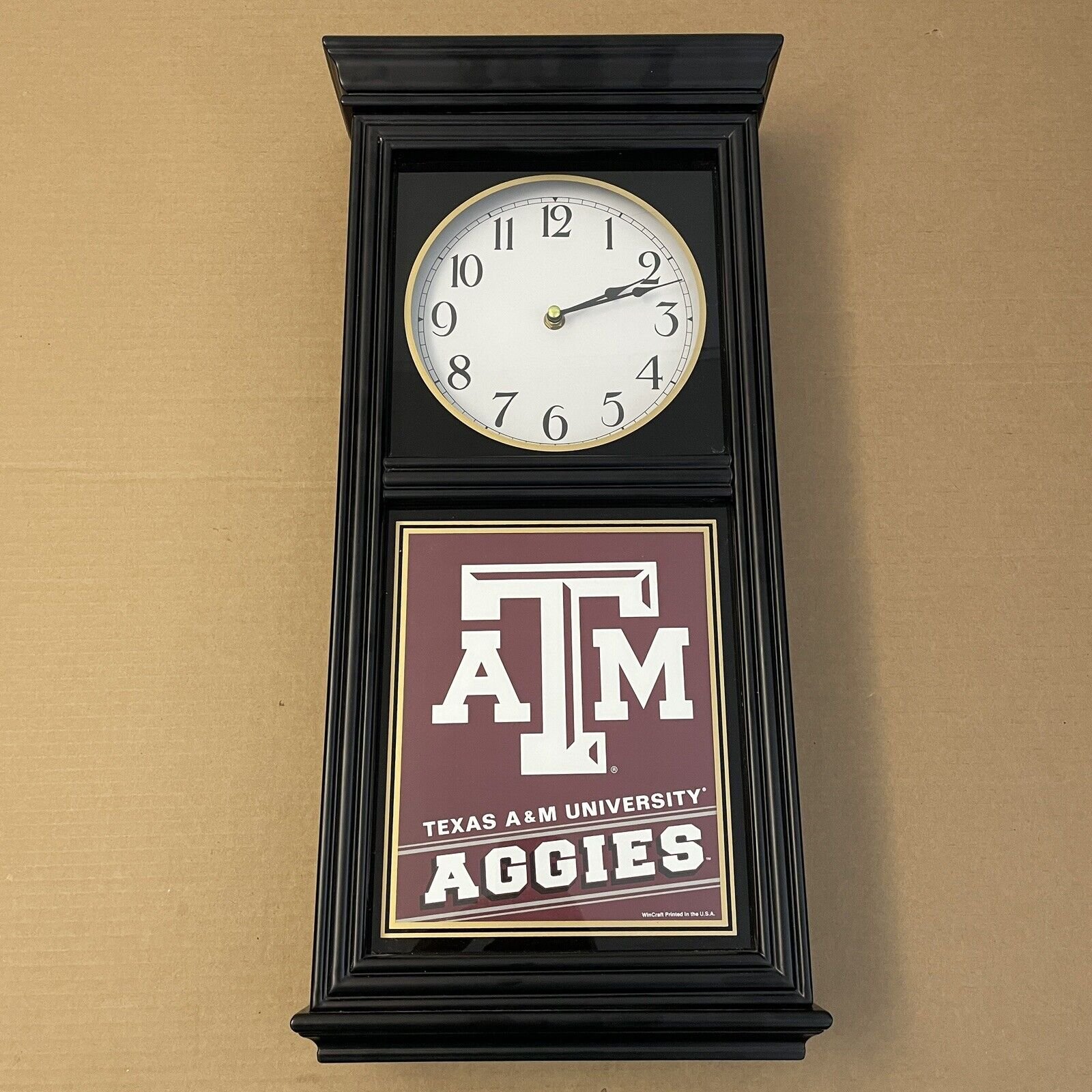 Texas A&M Aggies Wall Clock College Battery Powered University 27" X 12" X 6"