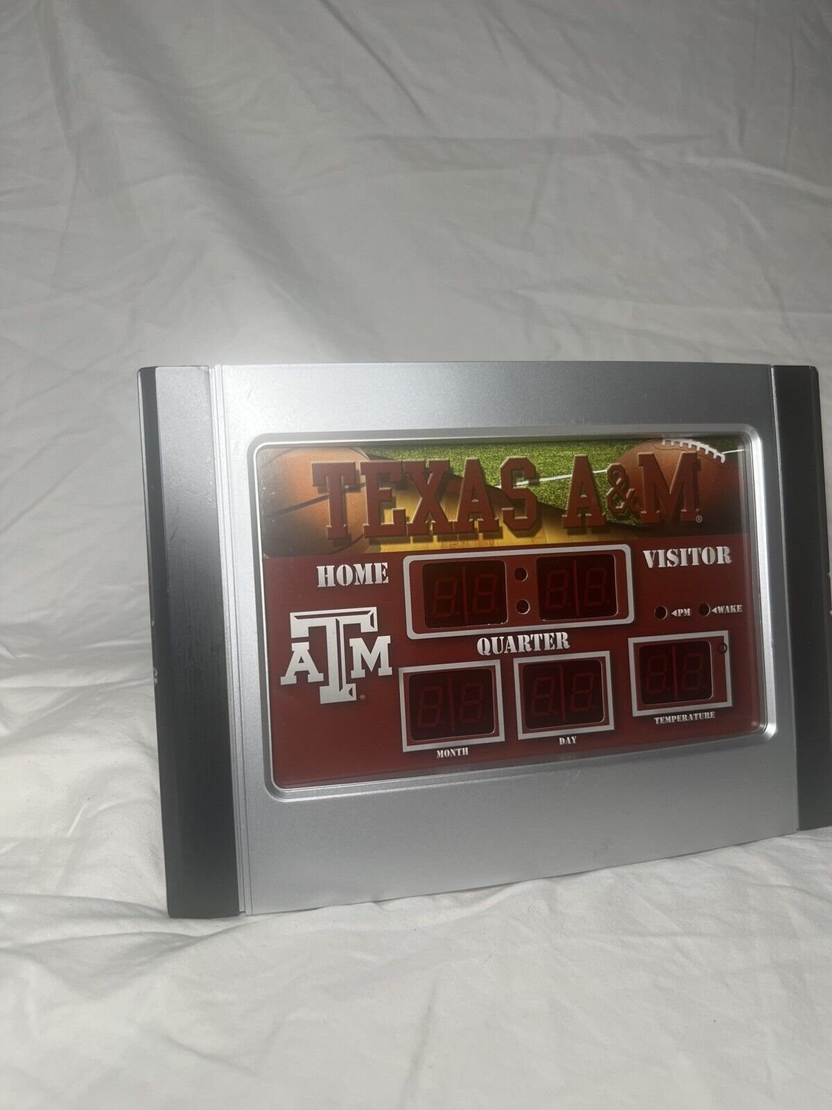 Texas A&M LED Indoor/Outdoor Scoreboard Desk Clock - Time, Date, Temp - 9”x6.5”