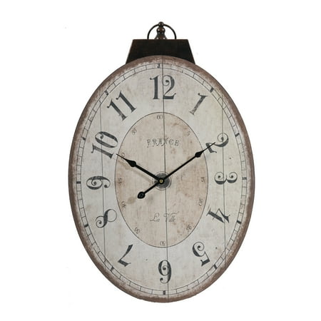 Thaddeus Oval Wall Clock - Antique White